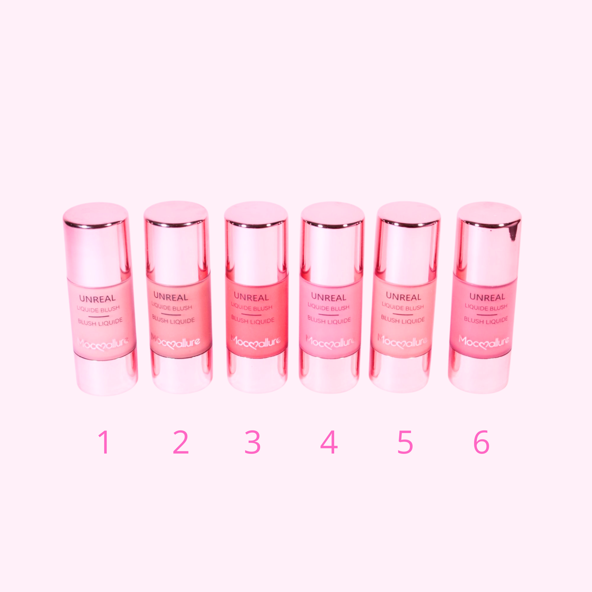 Rubor líquido dale color a tus mejillas, resistente al agua. 6 tonos. Mocoallure