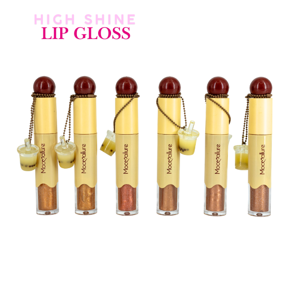 Bubble Tea | Brillo Espejo Lip Gloss Mocoallure High-Shine con Charm de Bubble Tea