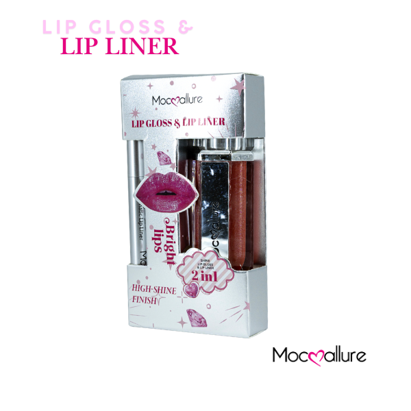 Kit de Labios Mocoallure 2 en 1 Lip Gloss & Delineador Bright Mirror