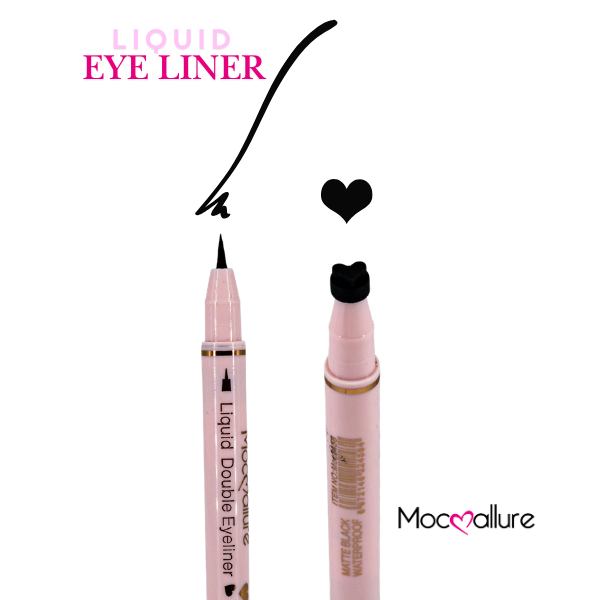Delineador Líquido Mocoallure Lines Smooth y sello de corazón| Negro Mate y Waterproof