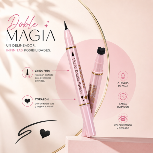 Delineador Líquido Mocoallure Lines Smooth y sello de corazón| Negro Mate y Waterproof