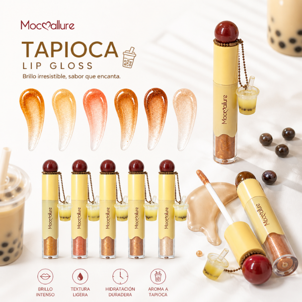 Bubble Tea | Brillo Espejo Lip Gloss Mocoallure High-Shine con Charm de Bubble Tea