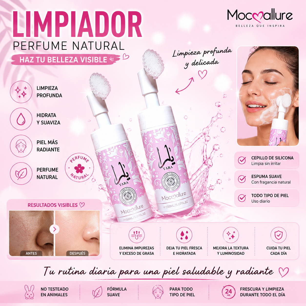 Espuma Limpiadora Facial Mocoallure Cleansing Foam con fragancia