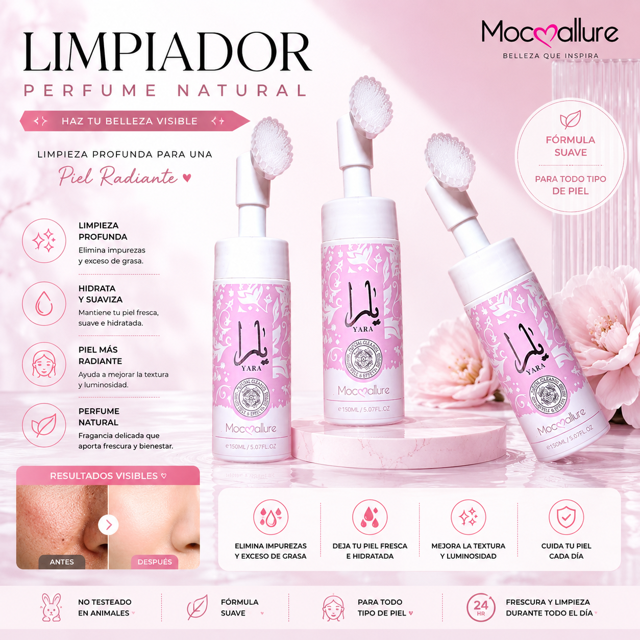 Espuma Limpiadora Facial Mocoallure Cleansing Foam con fragancia