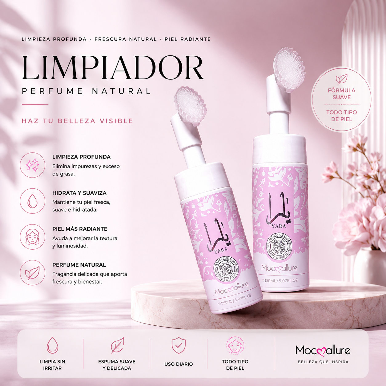 Espuma Limpiadora Facial Mocoallure Cleansing Foam con fragancia