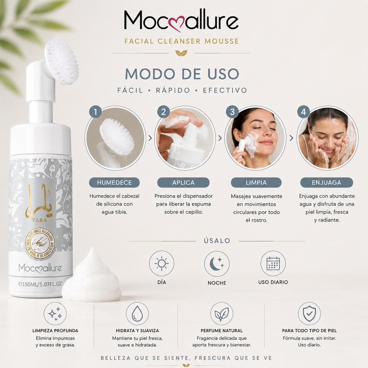 Espuma Limpiadora Facial Mocoallure Cleansing