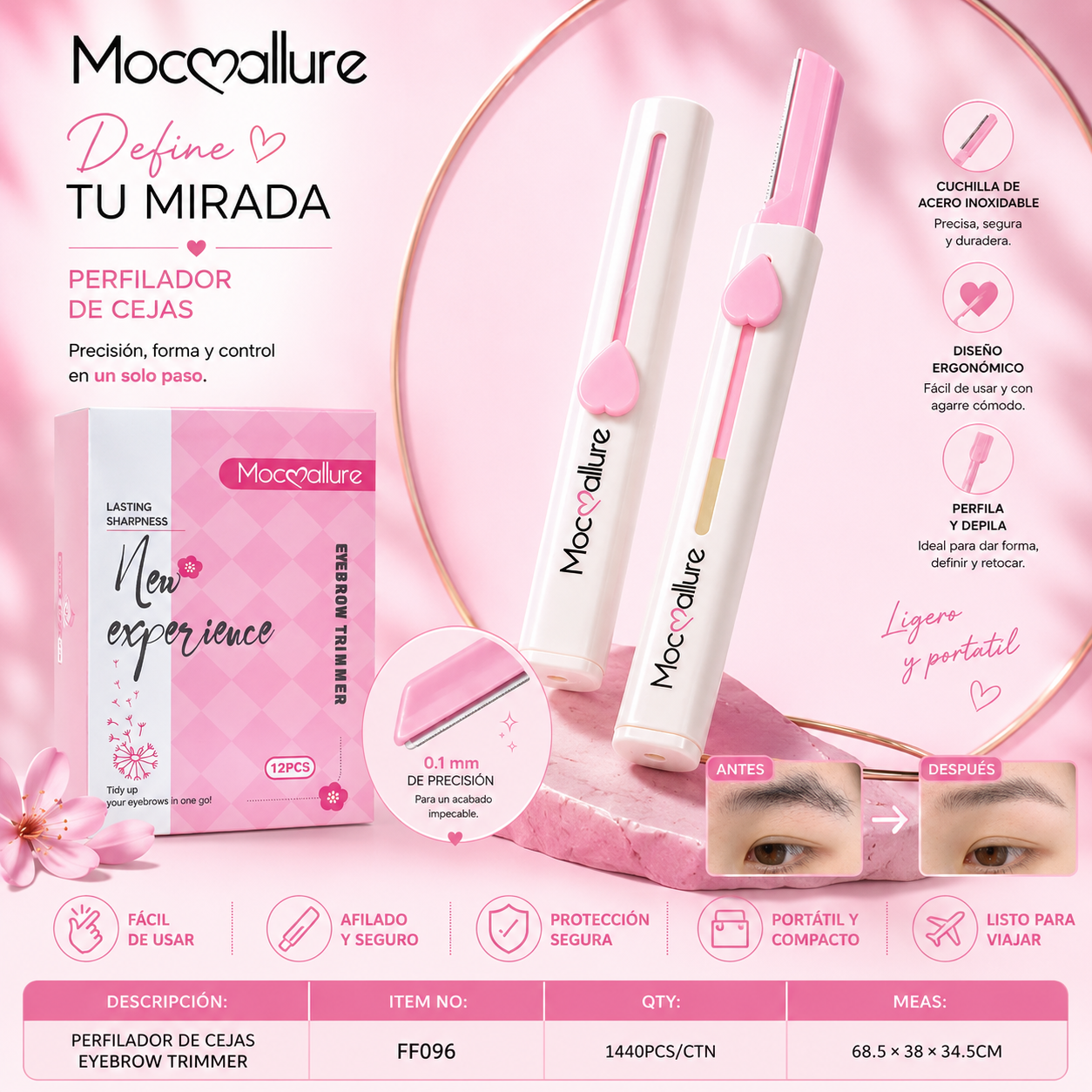 Perfilador de Cejas Retráctil Mocoallure Eyebrow Razor