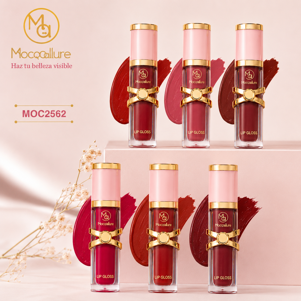 MOCOALLURE MOC2562 💄 Lip Gloss Mate | Color Intenso y Acabado Suave | 6 Tonos