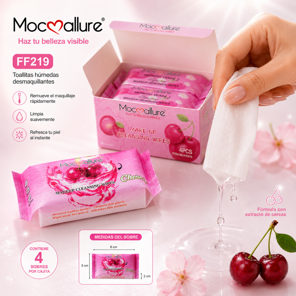 FF219 – Toallitas Húmedas Desmaquillantes MOCOALLURE 💗