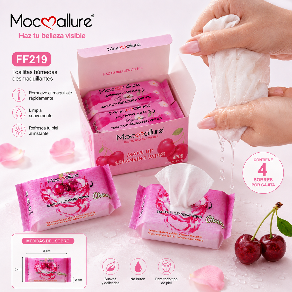 FF219 – Toallitas Húmedas Desmaquillantes MOCOALLURE 💗