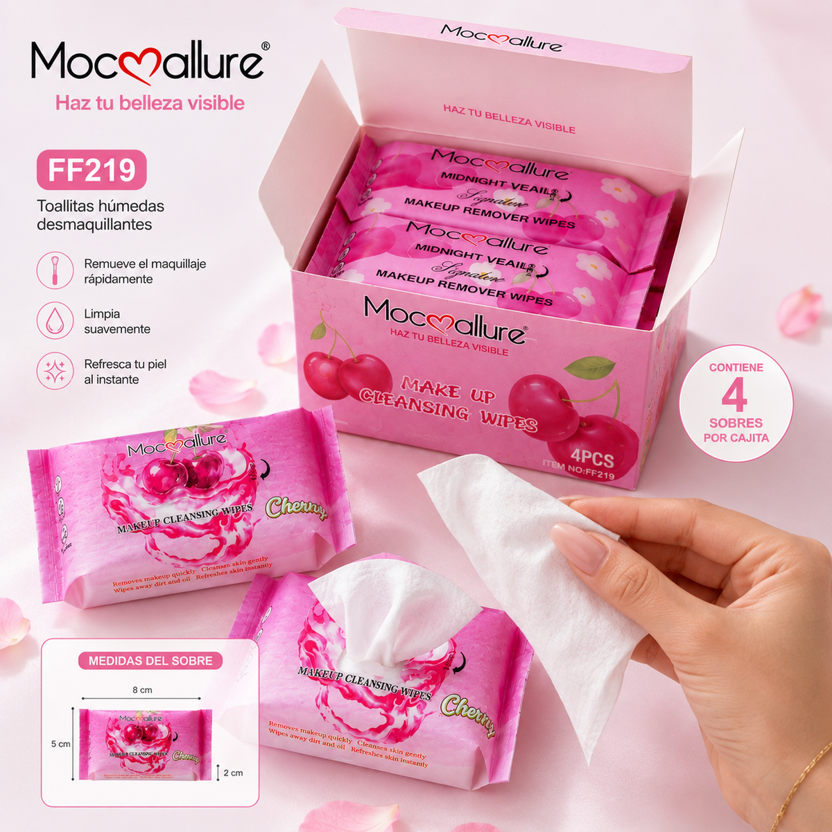 FF219 – Toallitas Húmedas Desmaquillantes MOCOALLURE 💗
