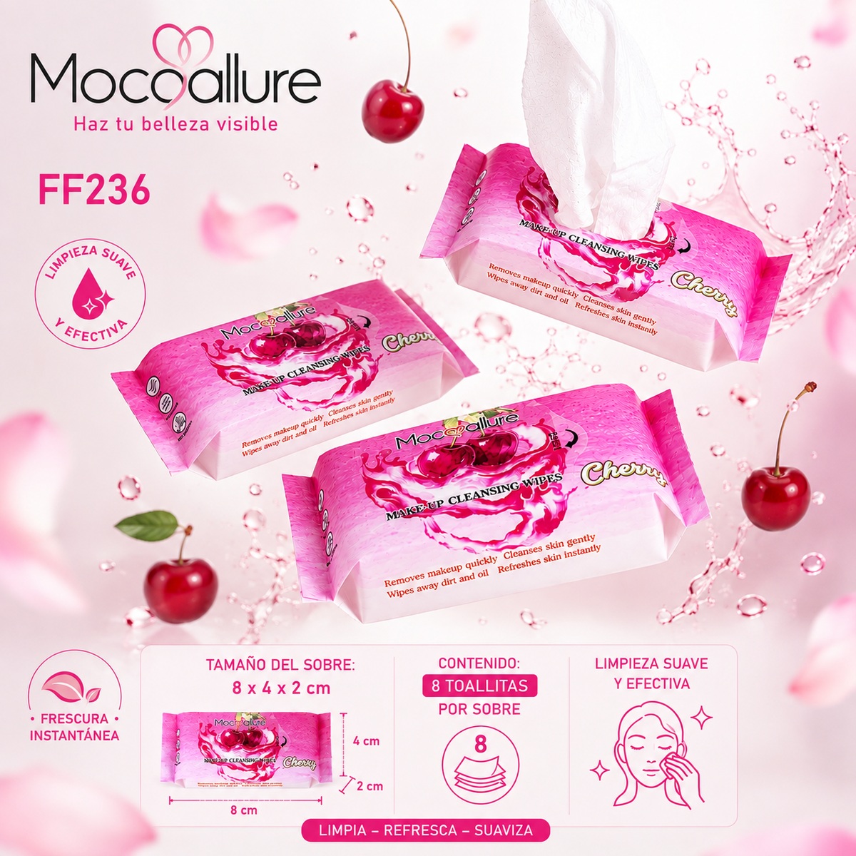 FF236 – Toallitas Desmaquillantes MOCOALLURE 🍒 8 en 1