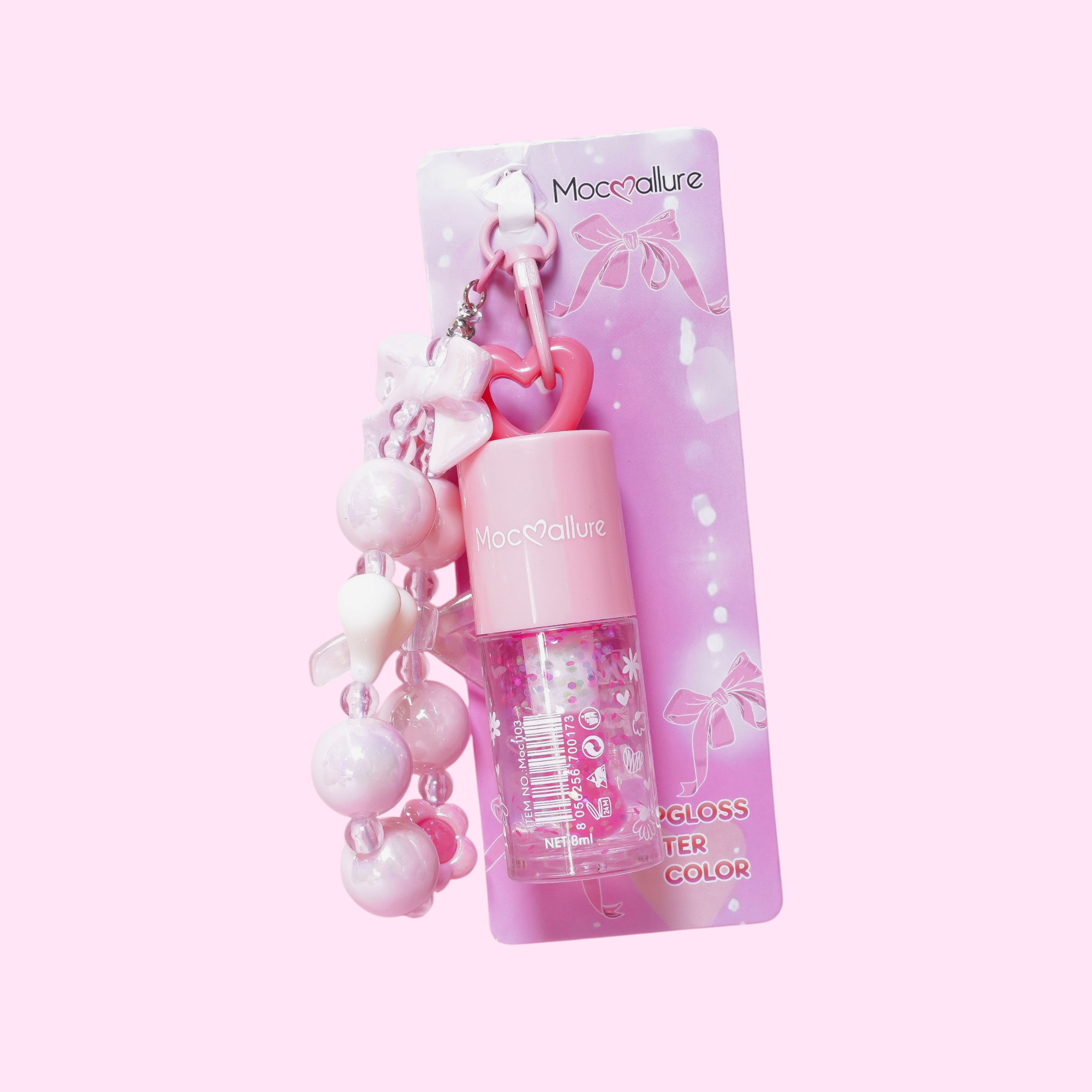 Lip Gloss con Glitter + Llavero Coquette - Mocoallure