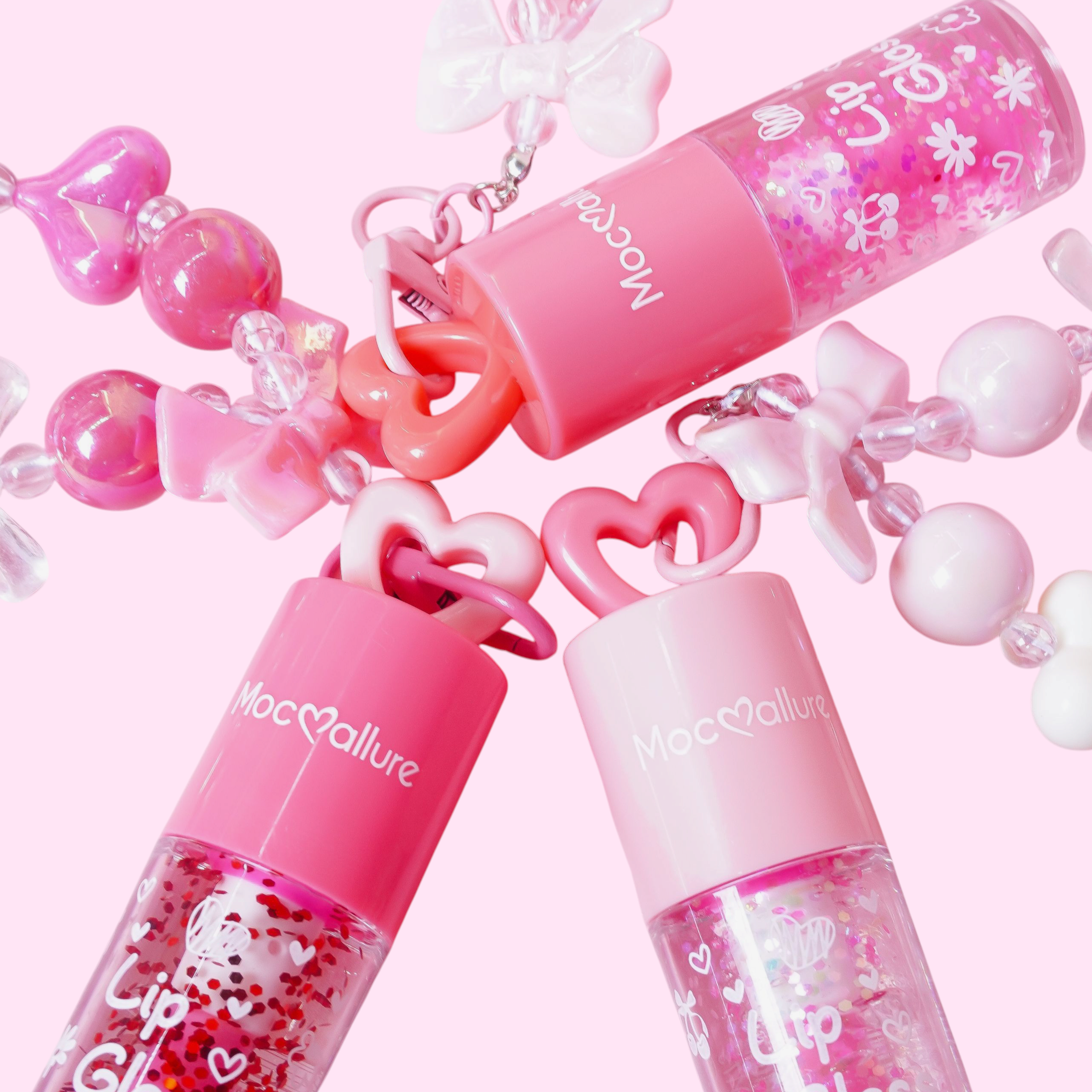 Lip Gloss con Glitter + Llavero Coquette - Mocoallure