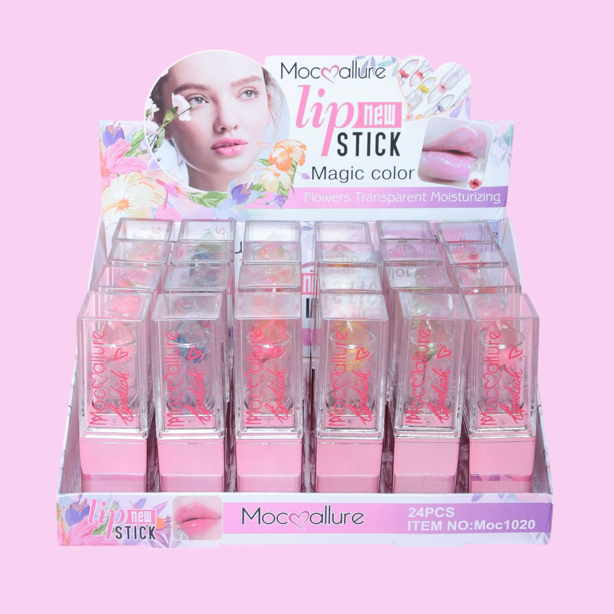 Labial Stick Mágico – Color y Flores Transparente. Mocoallure