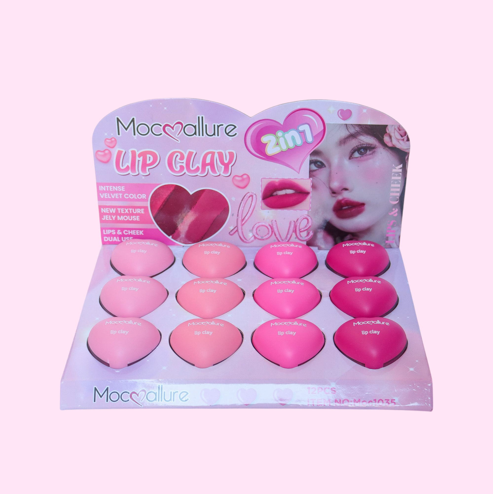 Arcilla Labial y Rubor 2 en 1. Para Labios y Mejillas. 4 tonos. Mocoallure
