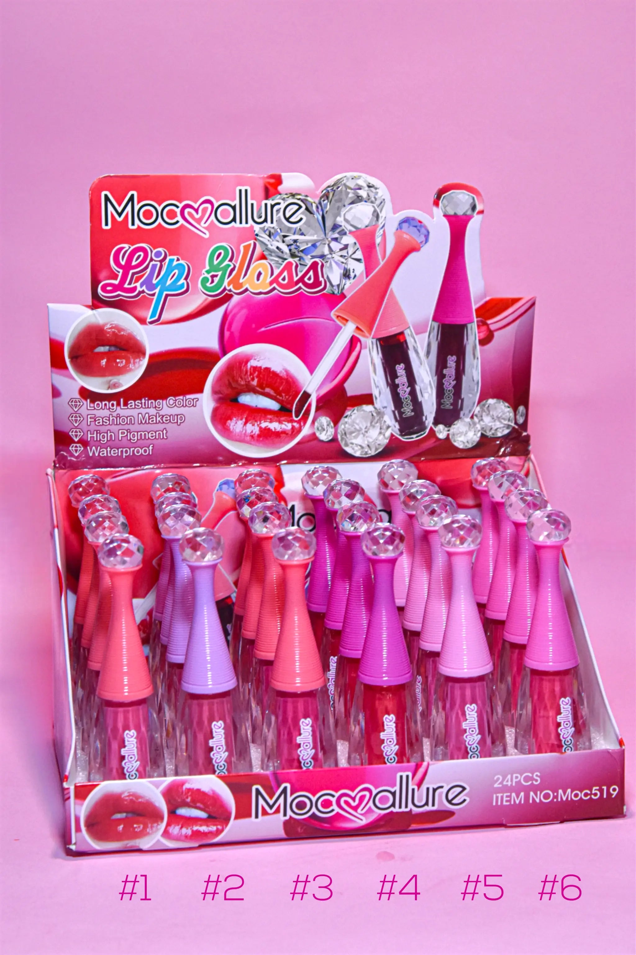 Lip Gloss Mocoallure – De Larga Duración. 6 tonos.