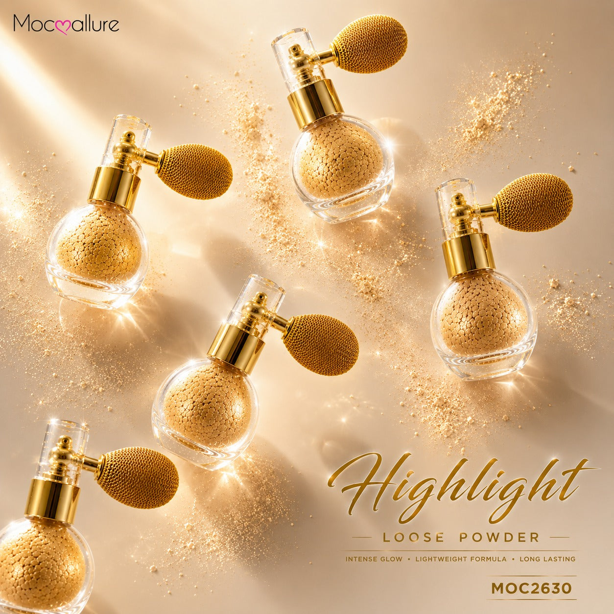 Highlight Loose Powder Gold con Atomizador Vintage