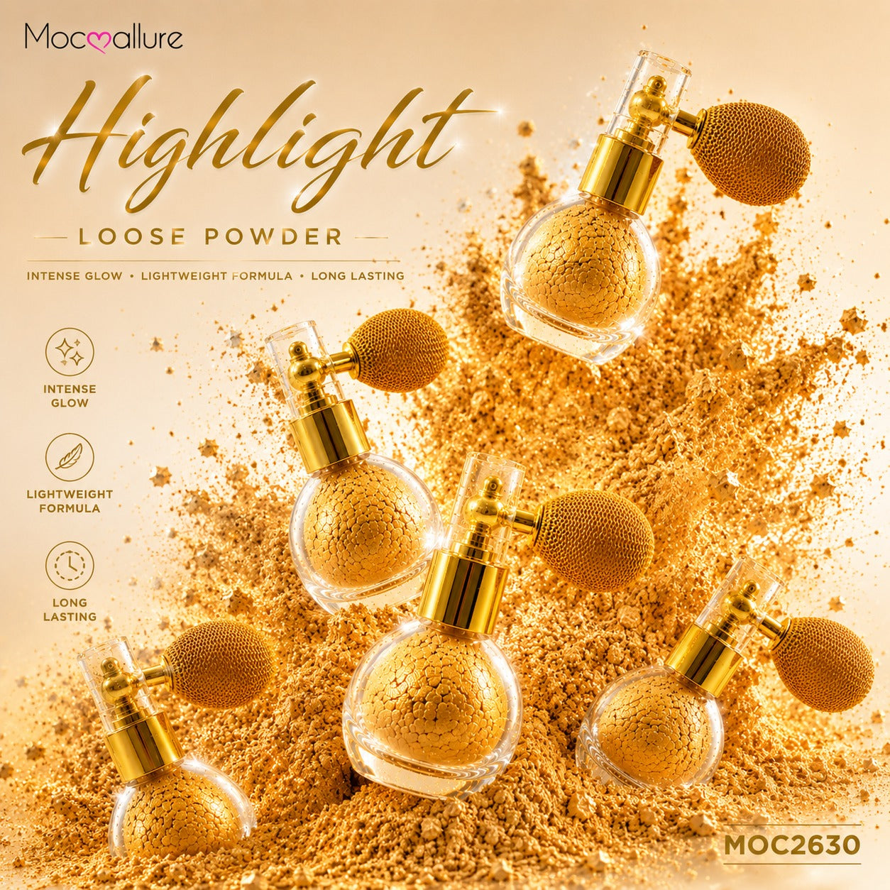 Highlight Loose Powder Gold con Atomizador Vintage