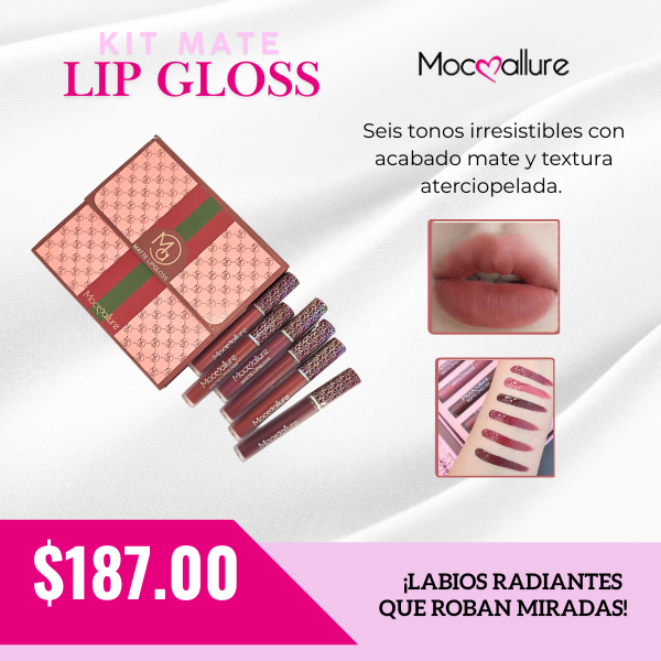 Kit Lip Gloss Matte 6 tonos tintos