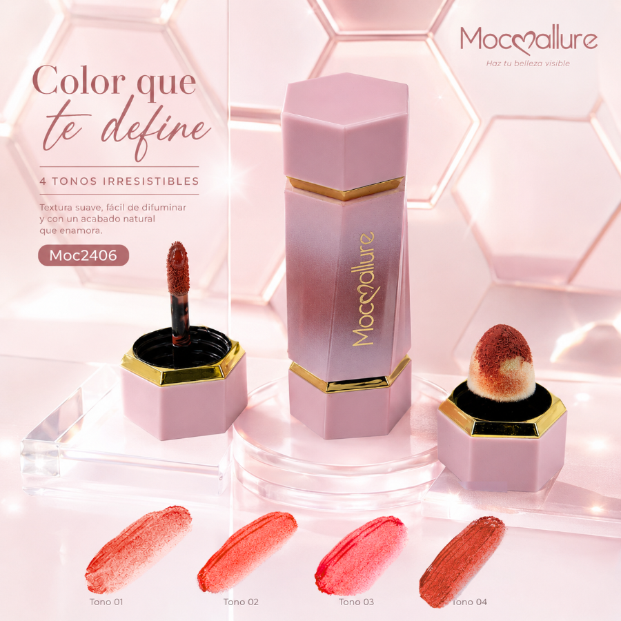 Rubor líquido doble aplicador Doble aplicador (Varita de precisión + Esponja cushion difuminadora)Mocoallure