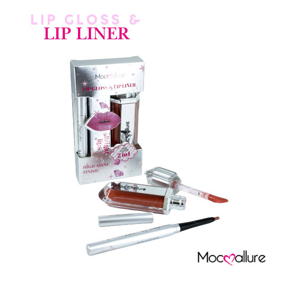 Kit de Labios Mocoallure 2 en 1  Lip Gloss & Delineador Bright Mirror