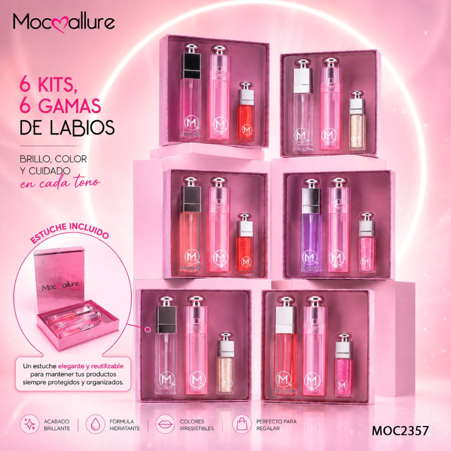 Kit deluxe Mirror Labiales Hidratantes con Brillo y Color