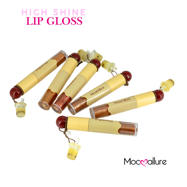 Bubble Tea | Brillo Espejo Lip Gloss Mocoallure High-Shine con Charm de Bubble Tea