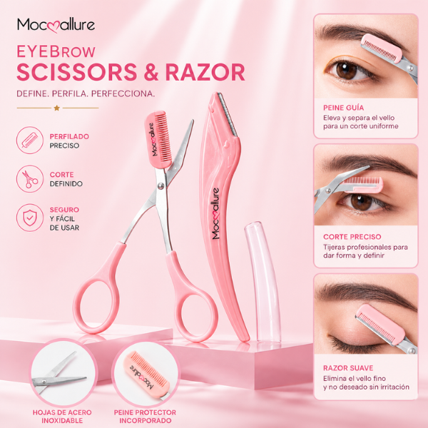 Kit Eyebrow Precision Tijeras para ceja con peine y perfilador