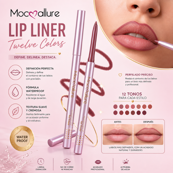 Delineador de Labios Mocoallure 3pzas. Waterproof y Cremosos