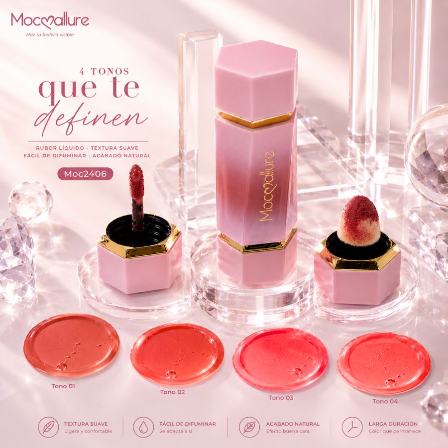 Rubor líquido doble aplicador Doble aplicador (Varita de precisión + Esponja cushion difuminadora)Mocoallure