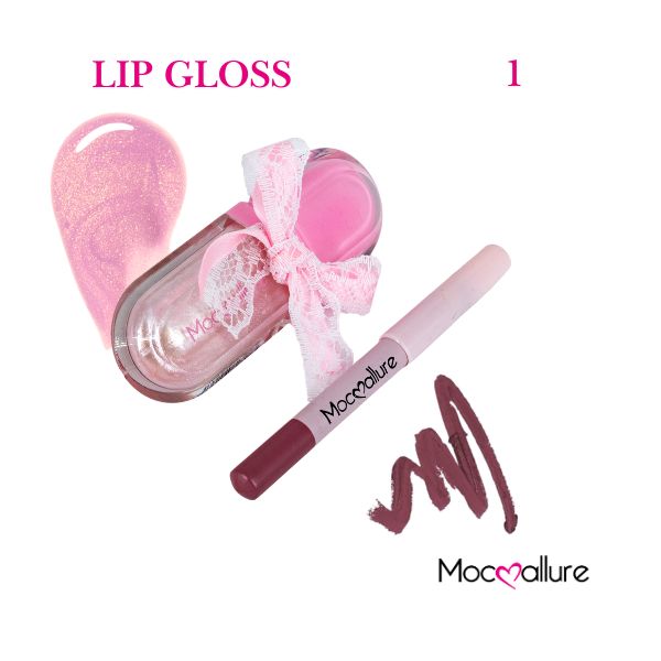 Lip Gloss con delineador Mocoallure en Cápsula Coquette Brillo Intenso