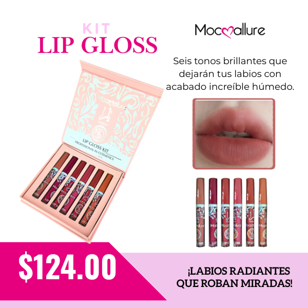 Kit Lip Gloss Mocoallure 6 pzas