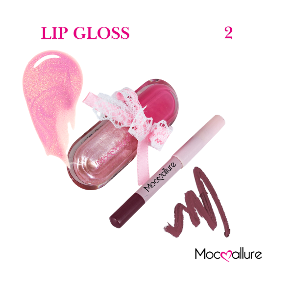 Lip Gloss con delineador Mocoallure en Cápsula Coquette Brillo Intenso
