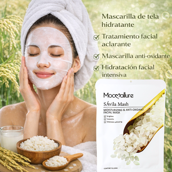 Mascarilla Facial de Arroz SÁvila Mash 6pzas