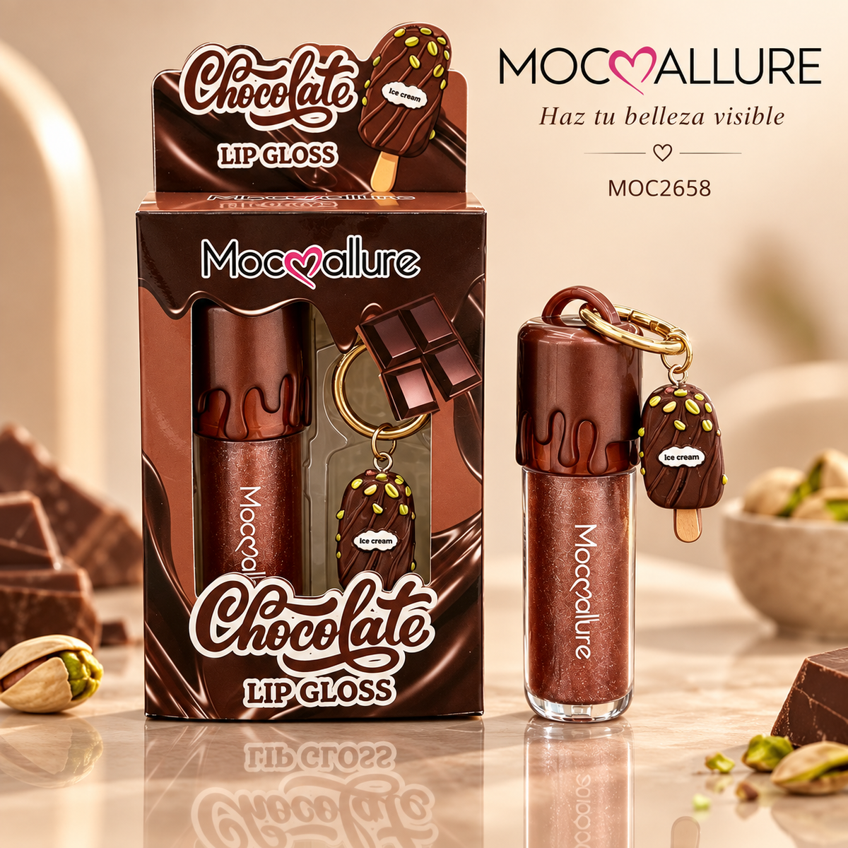 GLOSS+LLAVERO CHOCOLATE MOC2658