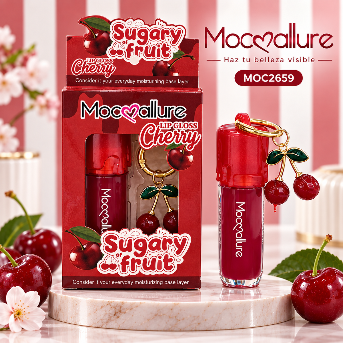 GLOSS+LLAVERO CEREZA MOC2659