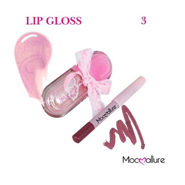 Lip Gloss con delineador Mocoallure en Cápsula Coquette Brillo Intenso