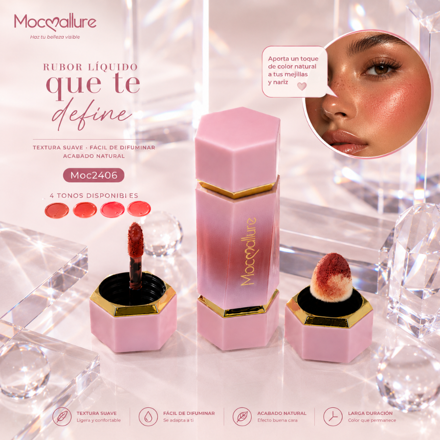 Rubor líquido doble aplicador Doble aplicador (Varita de precisión + Esponja cushion difuminadora)Mocoallure