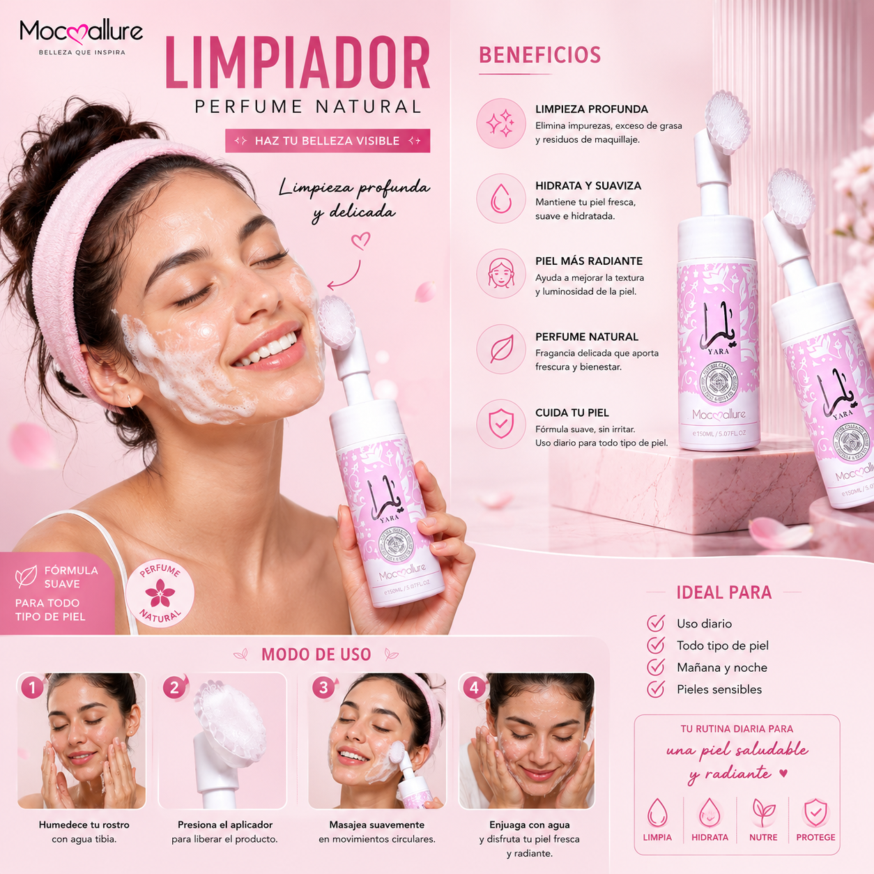 Espuma Limpiadora Facial Mocoallure Cleansing Foam con fragancia