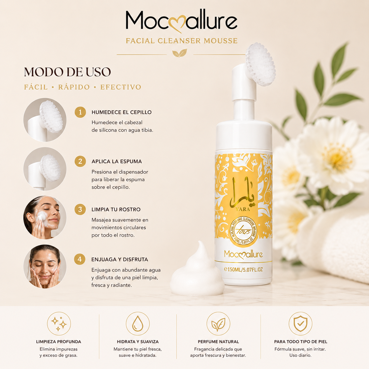 Espuma Limpiadora Facial Mocoallure Yellowyara