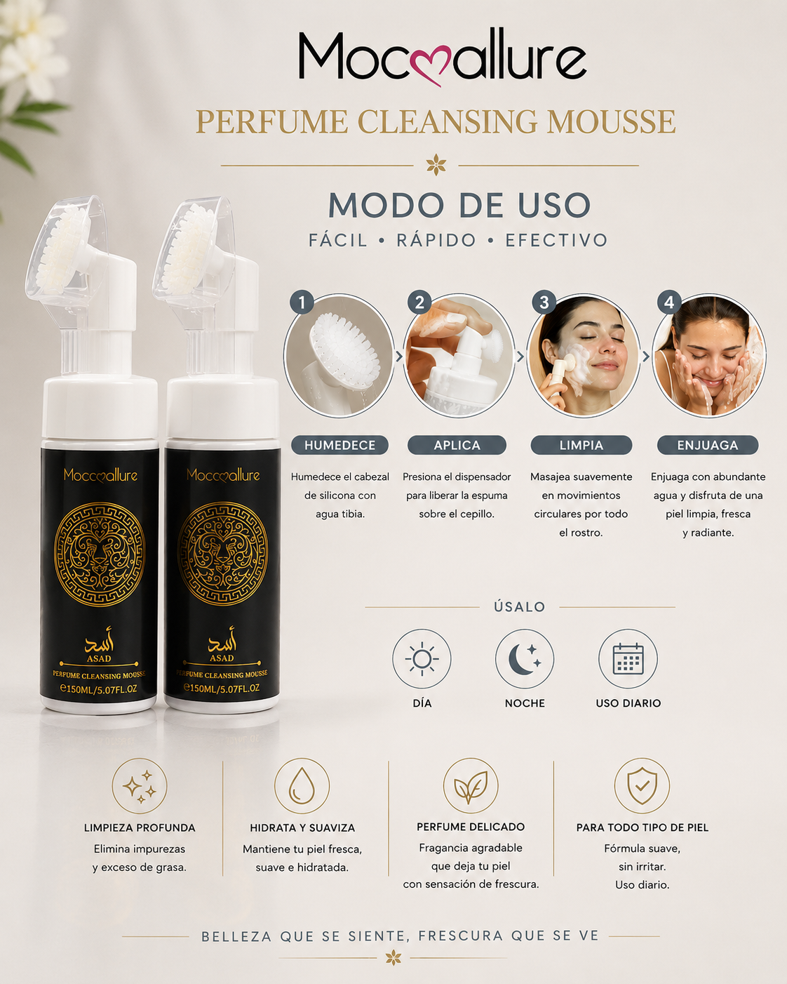 Espuma Limpiadora Facial Mocoallure Cleansing Foam con fragancia