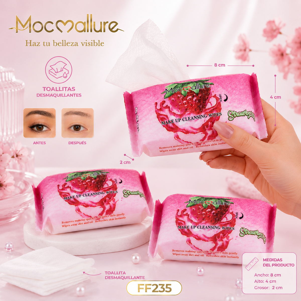 Toallitas desmaquillantes MOCOALLURE FF235 8 en 1