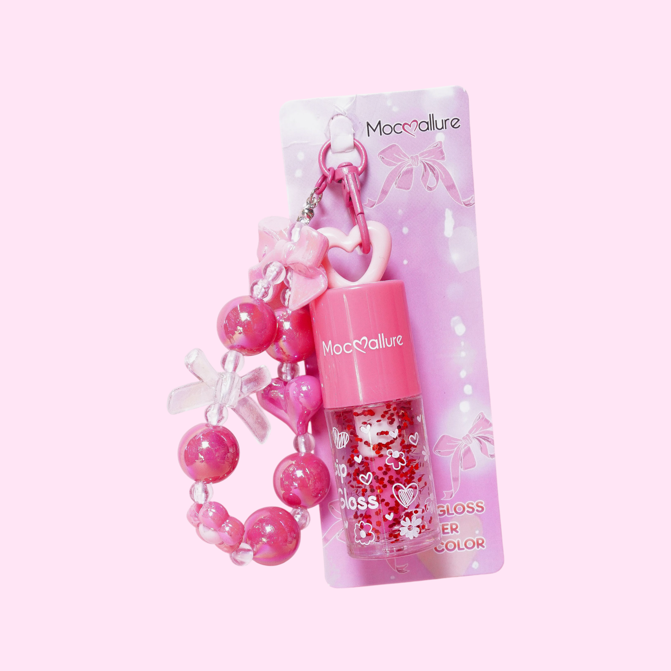 Lip Gloss con Glitter + Llavero Coquette - Mocoallure