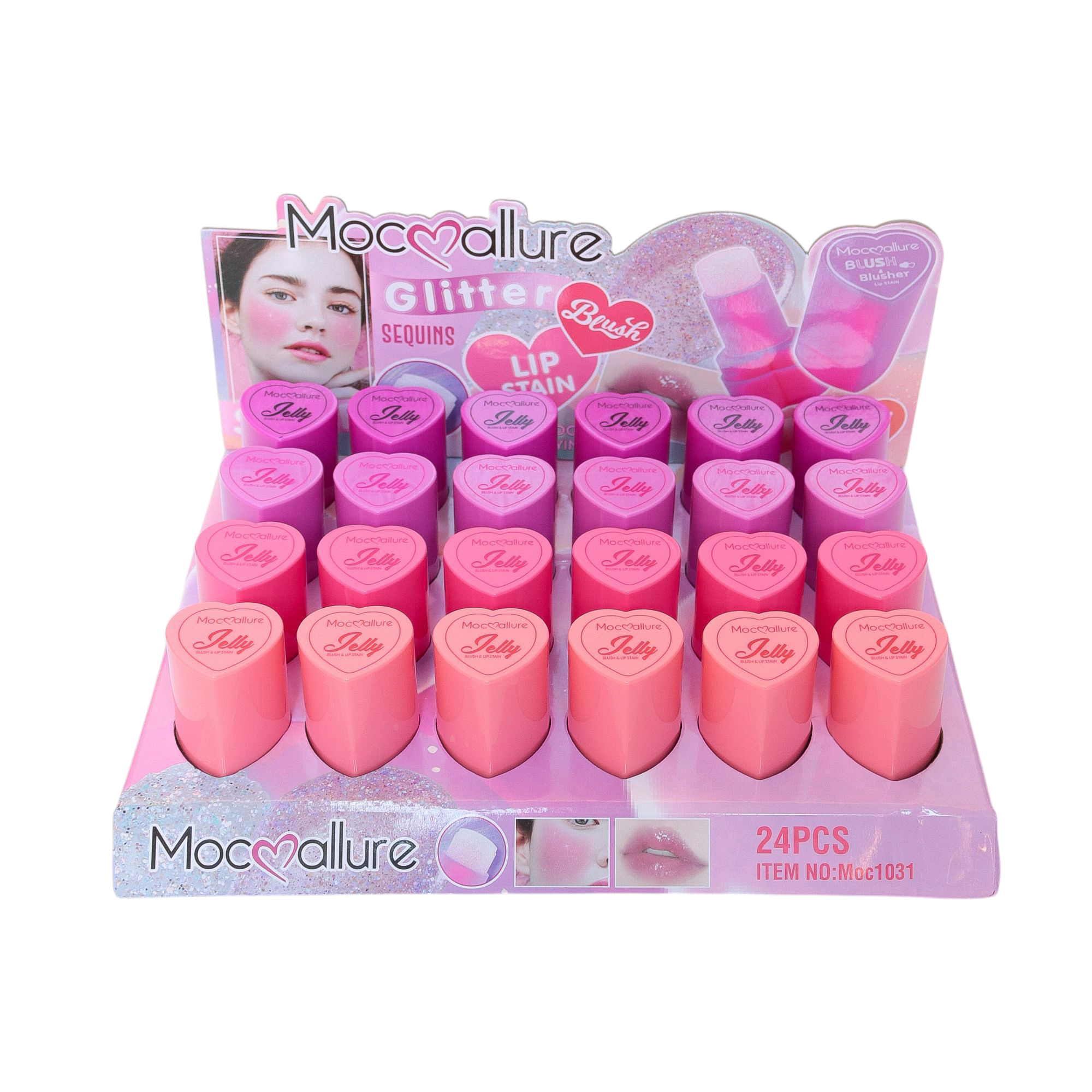Brillantina Multifuncional 3 en 1 .Rubor, Tinte de Labios, Lentejuelas. 4 tonos. Mocoallure
