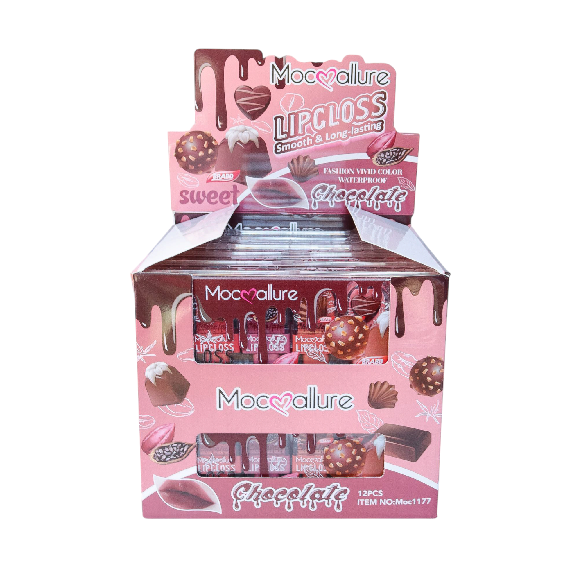 Lip Gloss de Chocolate Suave y Duradero Set de 6 tonos. Mocoallure
