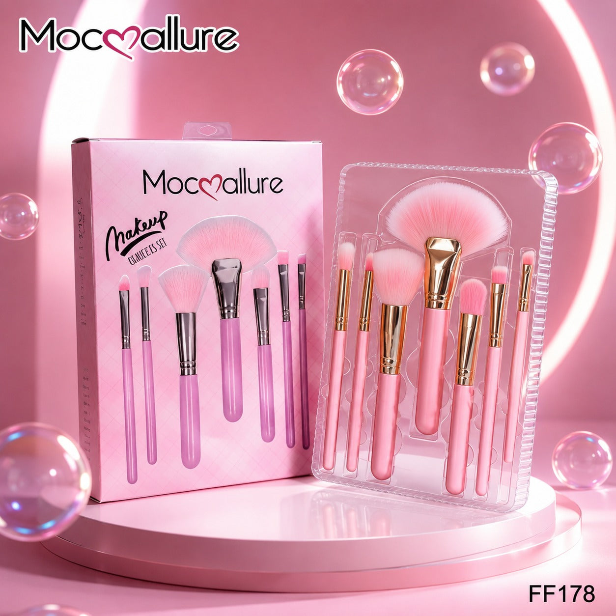 Juego de Brochas Rosas para Maquillaje Profesional Mocallure