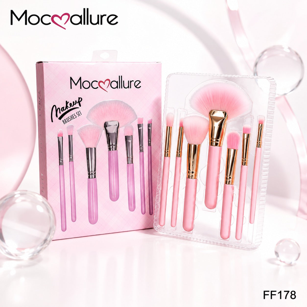 Juego de Brochas Rosas para Maquillaje Profesional Mocallure