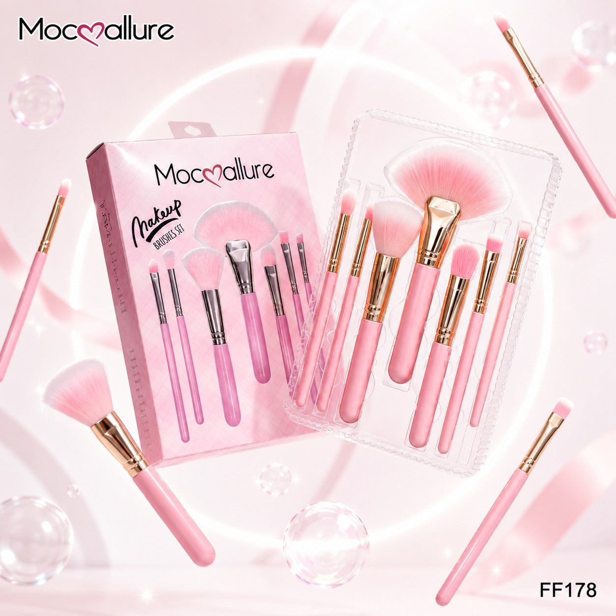 Juego de Brochas Rosas para Maquillaje Profesional Mocallure