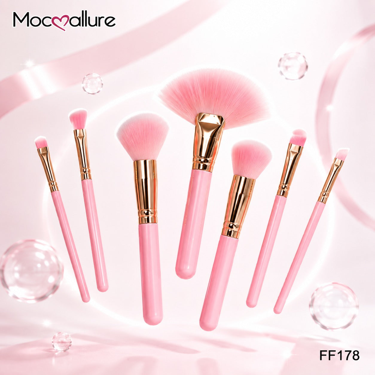 Juego de Brochas Rosas para Maquillaje Profesional Mocallure
